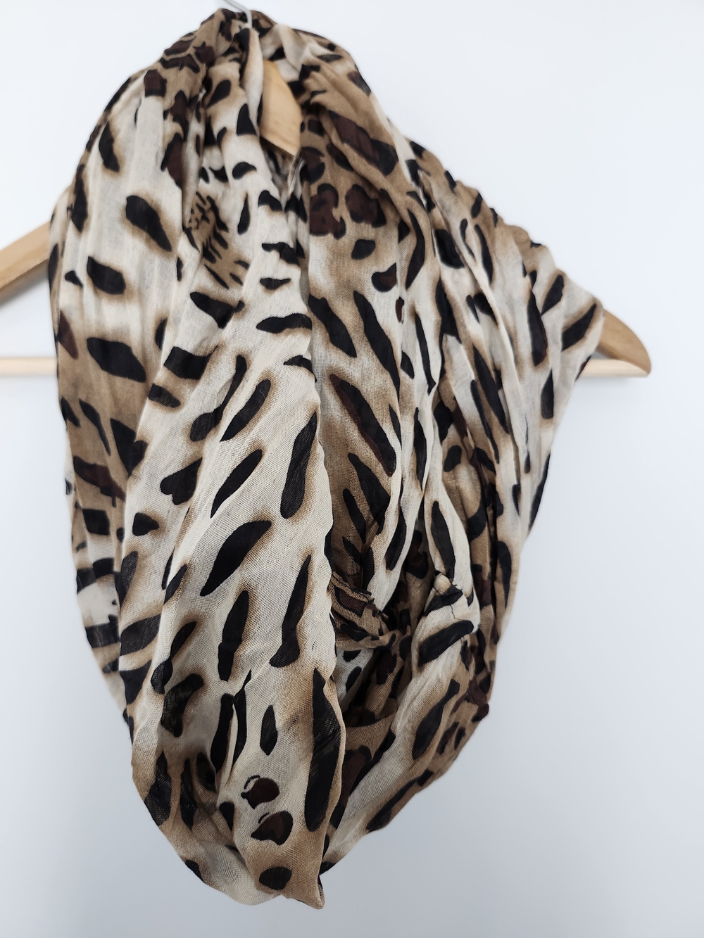 Leopard Print Infinity Scarf Sheer Light Weight